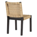Farmhouse Modern Dining Chairs Set of 2-Solid Wood Rattan Backrest Walnut  Finish Indoor/Outdoor Versatility