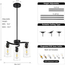 Three Light Black Dining Chandeliers For Kitchen Island