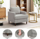 Mid Century Linen Grey Upholstered Accent Armchair