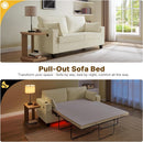 Beige 65-Inch Sleeper Sofa Bed, 2-in-1 Convertible