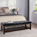 Bedroom End Of Bed Bench Tufted Upholstered End Of Bed Bench End Of Bed Entrance Shoe Bench With Nailhead Trim And Shelf Bedroom Upholstered Bench Living Room Shoe Rack Footstool