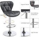 Grey Adjustable PU Leather Swivel Bar Stools Set of 2, Counter Height