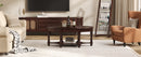 Vintage Oval Coffee Table with Drawer and Storage Shelf, Antique Cocktail Table in 45', French Country Accent Table for Living Room,Walnut