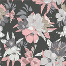 Grey Wallpaper with Pink Flowers