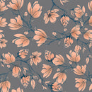 Grey Wallpaper with Beige Flowers
