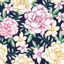 Dark Wallpaper with Yellow and Pink Flowers