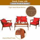 Alora 8-Piece Patio Rattan Furniture Set With Acacia Wood Frame & Cushioned Sofa Chairs (SAK74295)