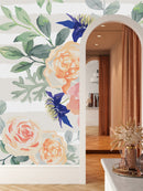 Beige and Pink Floral Wallpaper