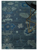 Hand Knotted Gray and Silver Traditional Multi Size Oushak Wool Rug