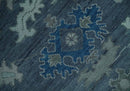 Hand Knotted Gray and Silver Traditional Multi Size Oushak Wool Rug