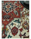 8x10, 9x12, 10x14 and 12x15 Hand Knotted Ivory and Rust Traditional Area Rug