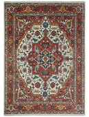 8x10, 9x12, 10x14 and 12x15 Hand Knotted Ivory and Rust Traditional Area Rug