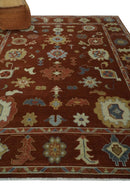 Hand Knotted Rust and Beige Traditional Oushak Wool Area Rug