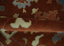 Hand Knotted Rust and Beige Traditional Oushak Wool Area Rug