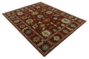 Hand Knotted Rust and Beige Traditional Oushak Wool Area Rug