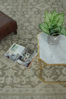 Brown and Beige Hand Knotted Wool Low Pile Vintage Area Rug