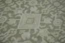 Brown and Beige Hand Knotted Wool Low Pile Vintage Area Rug