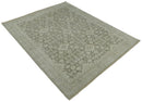 Brown and Beige Hand Knotted Wool Low Pile Vintage Area Rug