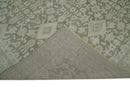 Brown and Beige Hand Knotted Wool Low Pile Vintage Area Rug