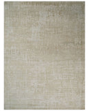 Hand Knotted Ivory and Beige Modern Contemporary Recycled Silk Area Rug