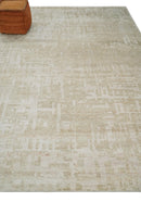 Hand Knotted Ivory and Beige Modern Contemporary Recycled Silk Area Rug