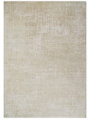 Hand Knotted Ivory and Beige Modern Contemporary Recycled Silk Area Rug