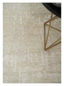 Hand Knotted Ivory and Beige Modern Contemporary Recycled Silk Area Rug