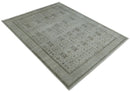 Hand Knotted Wool Blend Traditional Silver and Brown Area Rug