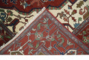 8x10 and 9x12 Fine Hand Knotted Blue, Ivory and Rust Traditional Vintage Heriz Serapi Antique Wool Rug | TRDCP470