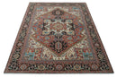 8x10 and 9x12 Hand Knotted Rust, Ivory and Black Traditional Wool Area Rug