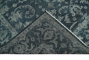 Antique Floral Distressed finished Hand Knotted Dark Teal and Beige Custom Made wool Area Rug