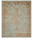 8x10 Beige and Peach Modern Abstract Hand Knotted Wool and Bamboo Silk Area Rug