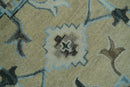 8x10 Beige, Ivory and Blue Hand Tufted Floral Oriental Oushak wool area rug