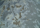 8x10 Beige, Ivory and Charcoal Modern Abstract Handmade Bamboo Silk Area Rug