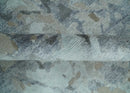8x10 Beige, Ivory and Charcoal Modern Abstract Handmade Bamboo Silk Area Rug