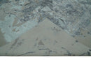 8x10 Beige, Ivory and Charcoal Modern Abstract Handmade Bamboo Silk Area Rug