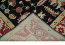 8x10 Black, Rust, and Olive Traditional Oriental Hand Knotted Wool Area Rug