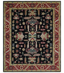 8x10 Black, Rust, and Olive Traditional Oriental Hand Knotted Wool Area Rug