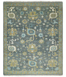 8x10 Beige and Gray Traditional Oushak Hand knotted Oushak Wool Area Rug