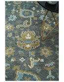 8x10 Beige and Gray Traditional Oushak Hand knotted Oushak Wool Area Rug