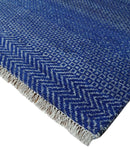8x10 Blue and Gray Hand Knotted Modern Geometric Trellis Scandinavian Wool Area Rug | TRDCP935810