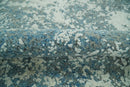 Beige and Teal Modern Abstract Wool Hand Knotted 8x10 Area Rug