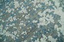 Beige and Teal Modern Abstract Wool Hand Knotted 8x10 Area Rug