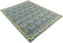 Blue, Brown and Beige Hand Knotted Wool Antique Vintage Style wool Area Rug