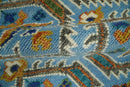 Blue, Brown and Beige Hand Knotted Wool Antique Vintage Style wool Area Rug