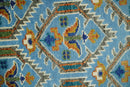 Blue, Brown and Beige Hand Knotted Wool Antique Vintage Style wool Area Rug