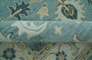 8x10 Blue, Ivory and Beige Hand Tufted Oriental Oushak wool area rug