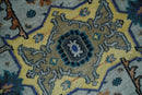 8x10 Blue, Silver and Beige Hand Knotted Traditional Heriz Serapi Wool Area Rug