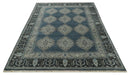 8x10 Gray, Silver and Charcoal Hand knotted Traditional wool Area Rug
