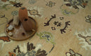 8x10 Camel, Ivory and Gray Hand knotted Oriental Oushak wool area rug
